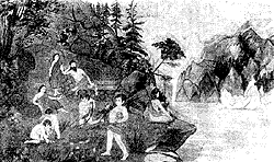 Дети Панду (Юдхиштхира, Бхима,
Арджуна и близнецы Накуда с Сахадевой;
на втором плане - Панду, Мадри и Кунти).
Рисунок современного индийского
художника Пратинидхи.