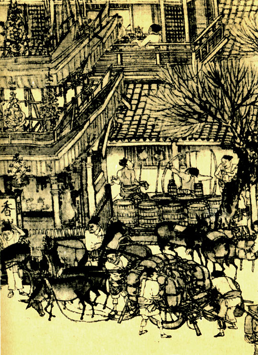 Чжан Цзэ-дуань (ок. 1085 - ок. 1145). Праздник поминовения на реке Бяньшуй (фрагмент).