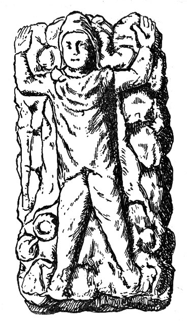 Изображение бога Аттиса с поднятыми руками перед самооскоплением