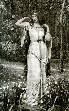 Дж. Пенроуз Фрейя, примеряющая Брисингамен (фрагмент). Ок. 1890 г.