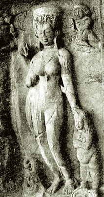 Ганга. Камень. 8 в. Эллора, храм Кайласанатха