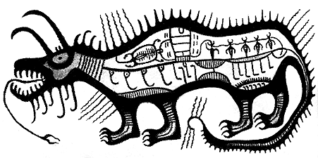 Мичибичи. Рисунок индейского художника Н. Моррисо (частная коллекция С. Дьюдни). 2-ая половина 20 в.